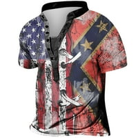 Majice za Dan neovisnosti za muškarce, domoljubne majice s printom američke zastave, modni gornji dio na kopčanje,
