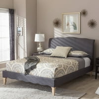 Baxton Studio Fannie Francuski klasični moderni stil tamno siva tkanina od poliestera King Size platforma krevet