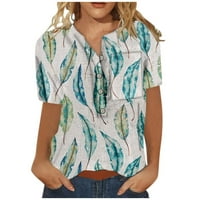 Ženske majice kratkih rukava, bluza na kopčanje s izrezom u obliku slova U, košulje s leptir mašnom, pamučna lanena