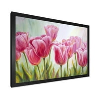 DesignArt 'cvjetanje crvenih i ružičastih tulipana cvijeća tradicionalni uokvireni umjetnički tisak