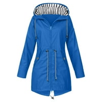+ Modna ženska kišna jakna s patentnim zatvaračem na otvorenom s kapuljačom, ženski kabanica s vezicom, kaput