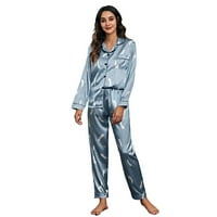 Ženske modne pidžame za tisak postavlja gumb dugih rukava Dolje spavaće odjeće za noćnu odjeću meka PJS salon