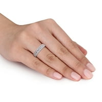 Miabella Women's 1- Carat T.G.W. Stvorio bijeli prsten za obljetnicu klastera safira u srebrnom srebrnom