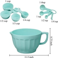 Teška i čvrsta zdjela za tijesto za latte od 9 komada, Set mjernih čaša i žlica, plava, potrepštine za kuhanje