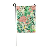 Sažetak ručne ružičaste ptice Flamingo tropski uzorak zastava palminog vrta Ukrasna Zastava banner za dom