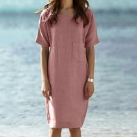 Ljetne haljine za žene, Elegantna mrežasta kontrastna Mini haljina A kroja s kratkim rukavima, ružičasta, 4 inča