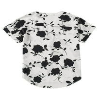 Voguele majica za žene cvjetni tiskani ljetni vrhovi Šifonska blagdanska bluza Udobna majica Black Black M