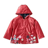 Dječji kaput, zimska jakna za djevojčice s kapuljačom s cvjetnim printom, Vanjska odjeća za malu djecu, vjetrootporni