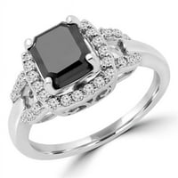 Veličanstvo Diamonds MD180145-4. 2. CTW okrugli crni dijamantni halo zaručnički prsten u 14k bijelom zlatu - veličina