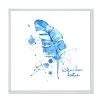 DesignArt 'Etničko plavo pero na bijeloj' Boemijski i eklektično uokvireno platno zidni umjetnički tisak