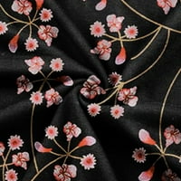 Himiway ženski ljetni ležerni tisak ruffle kratke rukave O-Neck Šicanje struka Veliki zamah A-line Dresspopularni