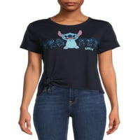 Disney Stitch ženski juniori usklađuju kratke kravate prednje modne grafičke majice