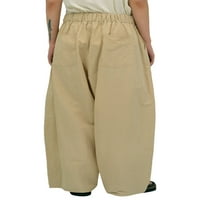 Aturuste žene predimenzionirane teretne hlače labave ležerne hlače moda solidna boja za crtanje vežu duge hlače