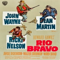 Rio Bravo u smjeru kazaljke na satu: John Wayne Dean Martin Ricky Nelson na njemačkom plakatu Art 1959. Filmski