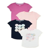 Wonder Nation Girls Graphic, Stripe i Solid majice, 4-pack, veličine 4- & Plus