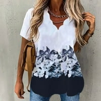 V-izrez Bluus Floral Tops Cvjetni vrhovi moda kratkih rukava za žene bijele 3xl