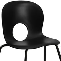 Svijetli namještaj iz serije iz serije. Prostrana dizajnerska crna plastična stolica s crnim okvirom