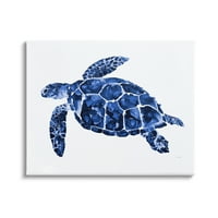 Stupell Industries Blue upetled morske kornjače Ilustracija Ilustracija Slikarske galerije za omotavanje platna
