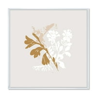 DesignArt 'minimalni botanički dizajn u bijeloj i smeđoj' tradicionalno uokvirenoj platnu zidne umjetničke tiska