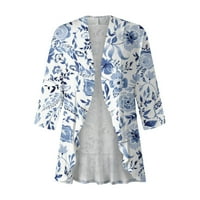 lagani ženski kardigan s vezicama ženska ležerna modna jakna s tri četvrtine rukava s cvjetnim printom mekana