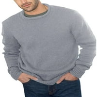 Muški pulover ravnog kroja dugih rukava udobni pleteni džemperi muški radni džemperi s okruglim vratom Kaki vrhovi