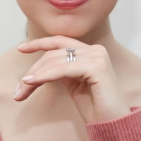 Sterling srebrni pasijans zaručnički prstenovi karat okrugli kubični cirkoniji cz prsten set za žene, rodij pozlaćena