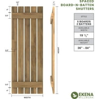 Ekena Millwork 1 2 W 54 h Americraft Pet ploča Vanjski od strane pravog drva raspoređenih ploča-n-batten kapke,