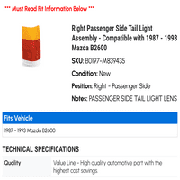 Sklop stražnjeg svjetla na desnoj strani suvozača-kompatibilan s - - - 1992