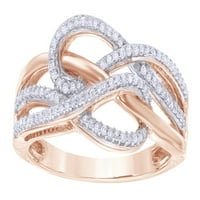 Bijeli prirodni dijamantni prsten s dvostrukom petljom u 10k ružičastom zlatu