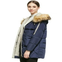 Ženska zimska donja jakna s dugim rukavima s džepovima s patentnim zatvaračem, tamnoplave jakne od 2 inča