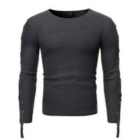 Pedort muški ležerni džemper pulover džemperi ležerni dugi rukav pleteni usjev vrhovi sivi, xl