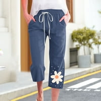 Capri hlače, široke hlače za Žene, Ležerne ljetne hlače od pamuka i lana, široke hlače