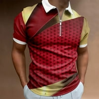 Muške polo majice, radna odjeća s kreativnim prugastim 3-inčnim ispisom, muška majica s patentnim zatvaračem kratkih