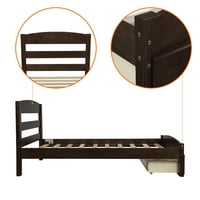 Blizan platformski krevet, okvir kreveta s ladicama za odlaganje i potpora za letvice od drva, espresso