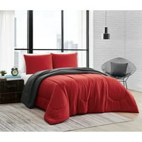 Jednobojni mat reverzibilni crveno-ugljen sivi set posteljine od Mbrp-a