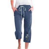 Ženske Capri hlače u donjem rublju, hlače u donjem rublju, ljetne ošišane Pamučne lanene hlače s printom, udobne
