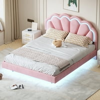 Euroco presvlaka kraljice veličine platforme krevet s cvijećem u obliku cvijeta i pametnim LED svjetlom za spavaću