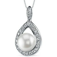 Okružna slatkovodna biserna ogrlica ogrlica u srebrom sterlinga, 18