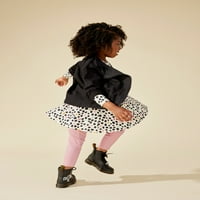 Little Star Organic Toddler Girl Moto Jacket Outfit Set, veličina 12m-5T