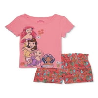 Disney Princess Girls Grafički vrh i kratke hlače, 2-komad, veličine 4-12