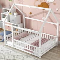 Okvir kreveta za malu djecu u punoj veličini, krevet u punoj dužini s ogradom, krevet na platformi u punoj veličini,