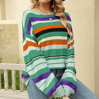 Ženski casual pleteni džemper u boji s dugim rukavima, lagani pulover, džemper za žene, pulover, zeleni;
