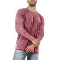 muška majica s dugim rukavima s okruglim vratom, Ležerne mekane klasične široke košulje, jednobojna majica s okruglim