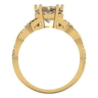 2. dijamantni rez u obliku srca s imitacijom prozirnog dijamanta od žutog zlata od 18 karata s umetcima prsten