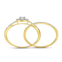 10-karatna Zlatna zvijezda od žutog zlata s okruglim dijamantom za mladence Set Zaručničkih prstenova za vjenčanje