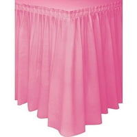Vruća ružičasta plastična suknja za blagdanski stol, 14 stopa