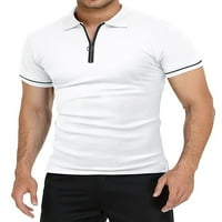 Muška polo majica, majica s reverom, majica klasičnog kroja, muška majica za fitness, bijela majica