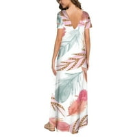 Ženska ljetna ležerna haljina za ljuljanje s kratkim rukavima s dubokim dekolteom u obliku donjeg dijela, ležerna