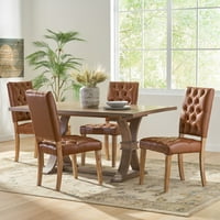 Trpezarijske stolice od tkanine od 4 komada, konjak smeđa, prirodna