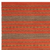 Mekani tkani pamučni tepih u prugama, Narančastocrveni, 2 ' 6 4'
